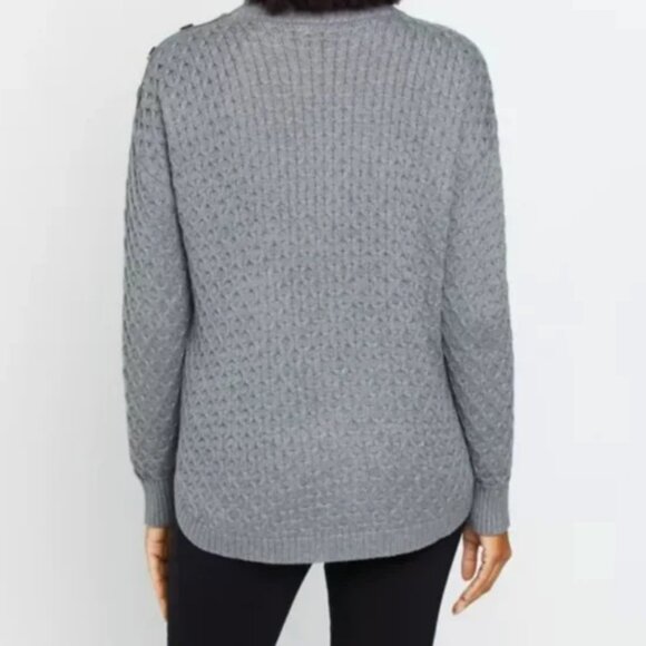 Motherhood Maternity Button Mock-Neck Maternity Sweater Gray Size, Size 2X - Picture 3 of 4
